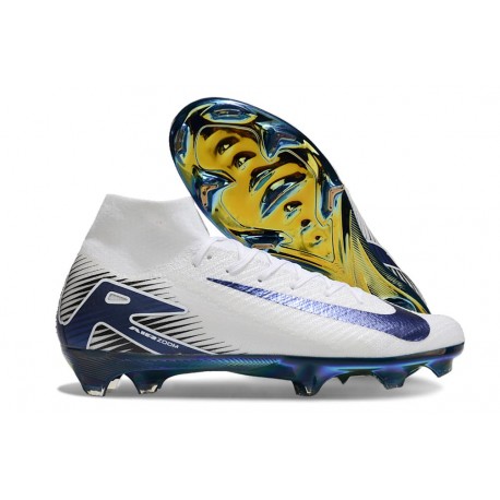Nike Air Zoom Mercurial Superfly 10 Elite FG Blanc Bleu