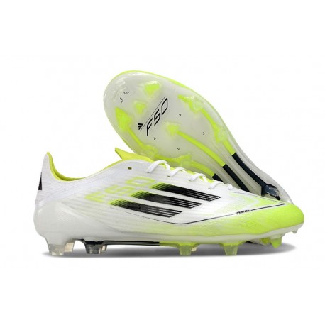 adidas F50 Elite FG Neuf Crampons Blanc Noir Jaune