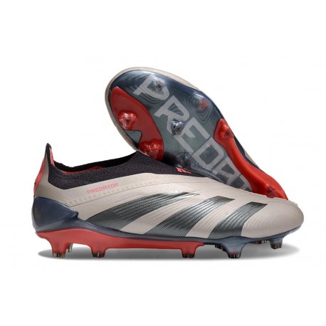 adidas Predator Elite Laceless FG Platin Métallique Noir Aurore Carbone