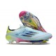 Crampons adidas F50+ Laceless FG Bleu Très Pâle Semi Bleu Lucide Jaune Semi Solaire