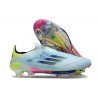 Crampons adidas F50+ Laceless FG Bleu Très Pâle Semi Bleu Lucide Jaune Semi Solaire