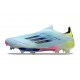 Crampons adidas F50+ Laceless FG Bleu Très Pâle Semi Bleu Lucide Jaune Semi Solaire