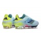 Crampons adidas F50+ Laceless FG Bleu Très Pâle Semi Bleu Lucide Jaune Semi Solaire