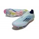 Crampons adidas F50+ Laceless FG Bleu Très Pâle Semi Bleu Lucide Jaune Semi Solaire