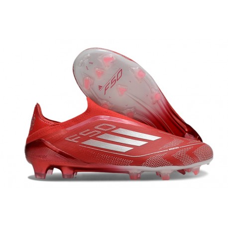 adidas F50 Elite Sans Lacets FG Rouge Argent