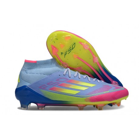 Nouvelles adidas F50 Elite Mid FG Bleu Fusion Citron Lucide Rose Lucide