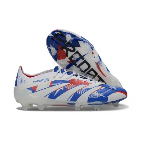 Crampon de Football adidas Predator Elite FG Blanc Bleu Rouge