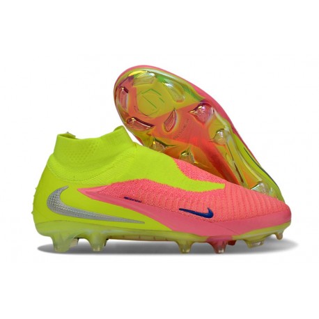 Chaussure Nike Phantom 6 Elite High FG Rose Jaune