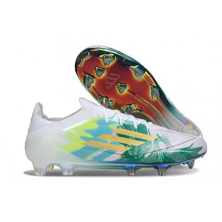 adidas F50 Elite FG Neuf Crampons Blanc Vert Or