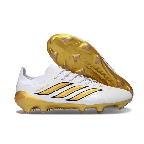 Crampons Adidas Predator 26 Elite FG Blanc Or