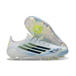 Chaussures de Foot adidas F50 Elite FG Blanc Bleu Noir