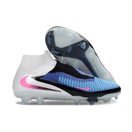 Chaussure Nike Phantom 6 Elite High FG Bleu Rapide Rose Explosif Blanc
