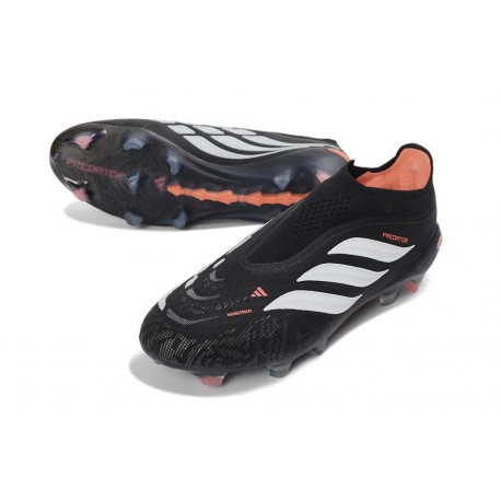 Crampons de Football Adidas Predator Elite Laceless FG Noir Blanc