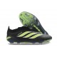 Crampons de Football Adidas Predator Elite Laceless FG Noir Vert Citron