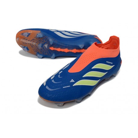Crampons de Football Adidas Predator Elite Laceless FG Bleu Orange Vert Citron