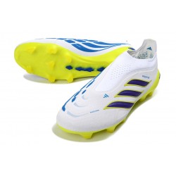 Crampons de Football Adidas Predator Elite Laceless FG Blanc Bleu Jaune