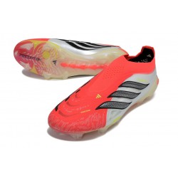 Crampons de Football Adidas Predator Elite Laceless FG Rouge Blanc Noir