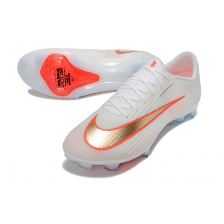 Crampon de Football Nike Zoom Mercurial Vapor 17 Elite FG Blanc Orange Or