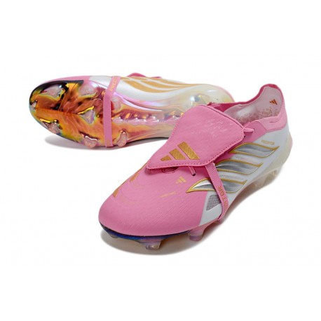 Adidas Chaussure Predator Elite Foldover Tongue FG Rose Blanc
