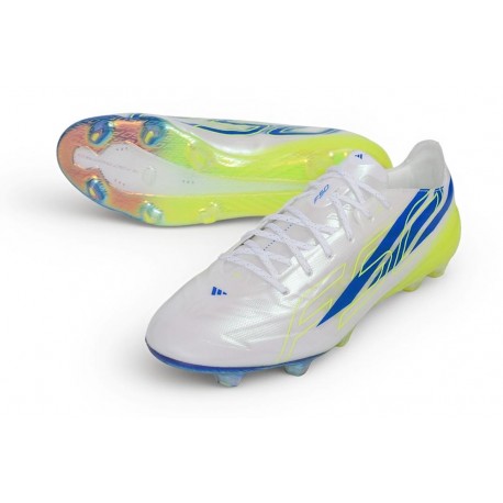 Chaussuresa de Foot adidas F50 Hyperfast EVO FG Blanc Bleu Volt